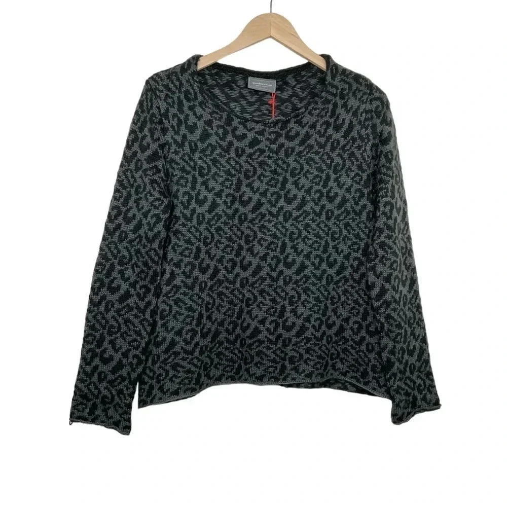 Wooden Ships Leopard Print Crew Sweater Size XS